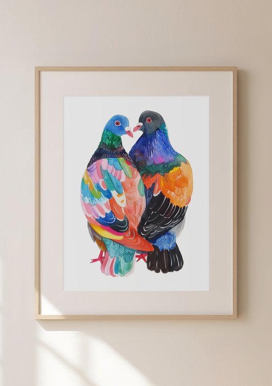 Pigeon Art Print - "Love Birds" Limited Edition 04